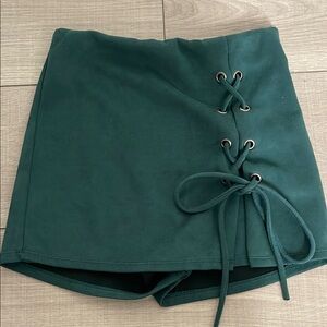 Green Lace-Up Mini Skirt
